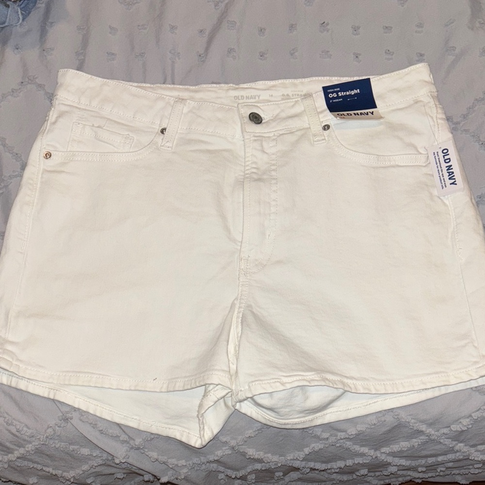 Old Navy White Jean Shorts with Frayed Hem